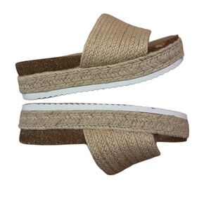 Soda Women's Beige Woven Slide Sandals